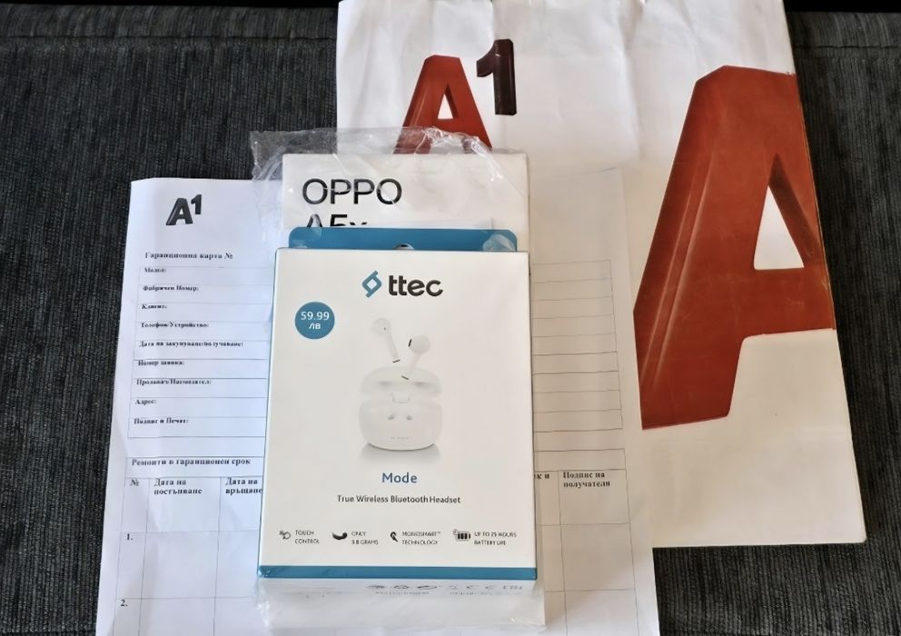 ЗАПЕЧАТАН 128GB Oppo A5x Гаранция А1 2027г. Black Blue | Черен | Син