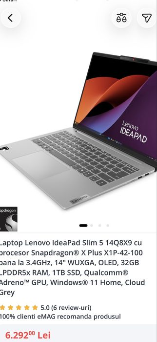 Lenovo IdeaPad Slim 5 14Q8X9 – NOU SIGILAT | 32GB RAM | SSD 1TB | Copilot+ PC