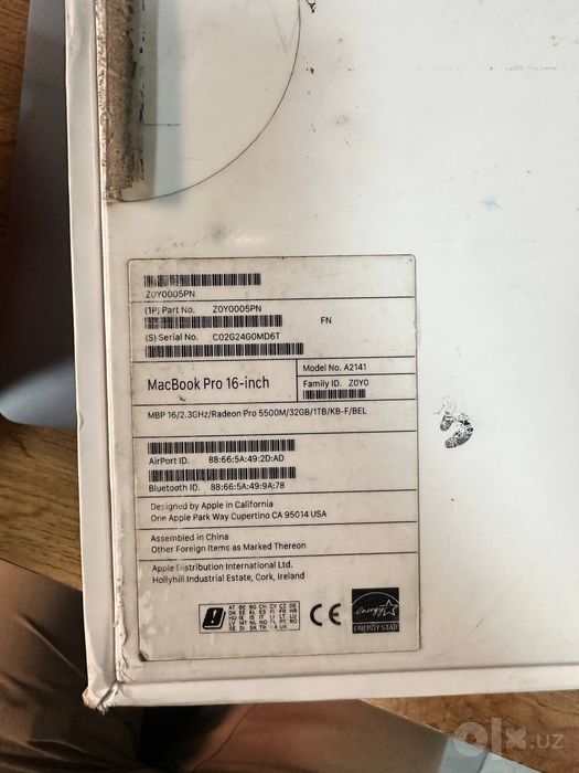MacBook Pro 16” 2019 — Core i7 / 16GB / 512GB SSD