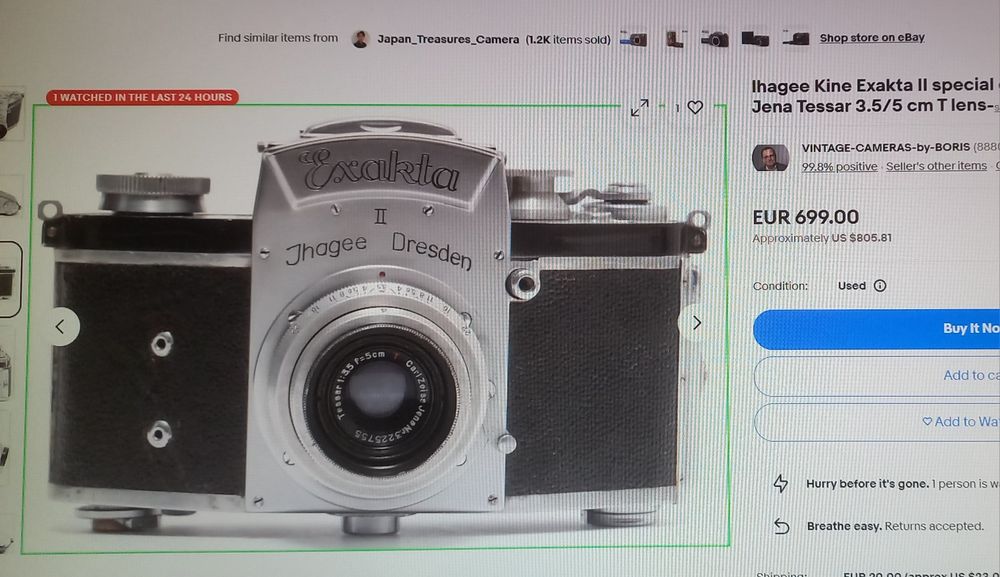 Aparat foto film colecție - Exakta Kine ll - 1949 - vintage IMPECABIL