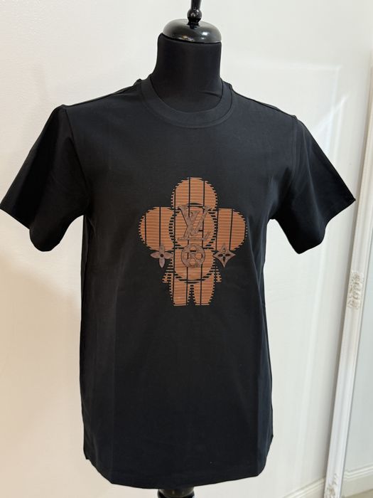 Tricou Louis Vuitton negru, cu imprimeu grafic