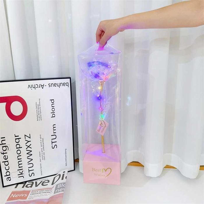Артикул - Светеща LED - роза вечна в кутия 40см
