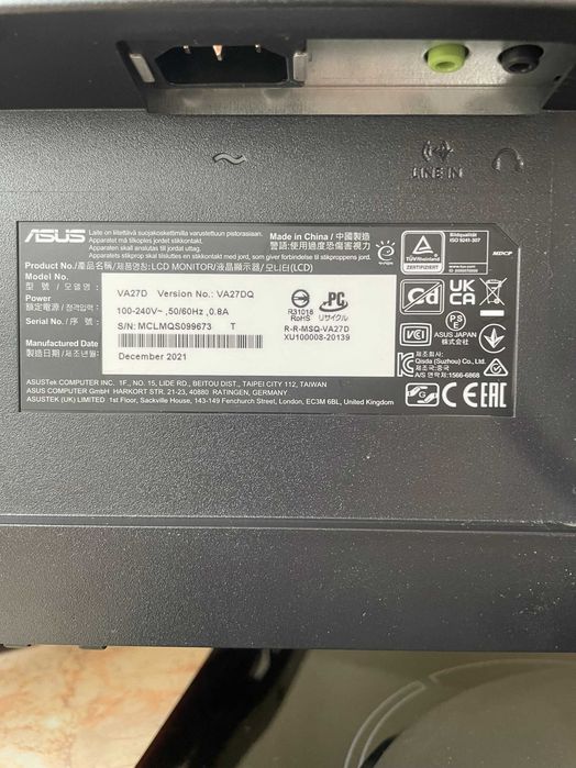 Монитор LED IPS ASUS VA27DQ, 27", Full HD