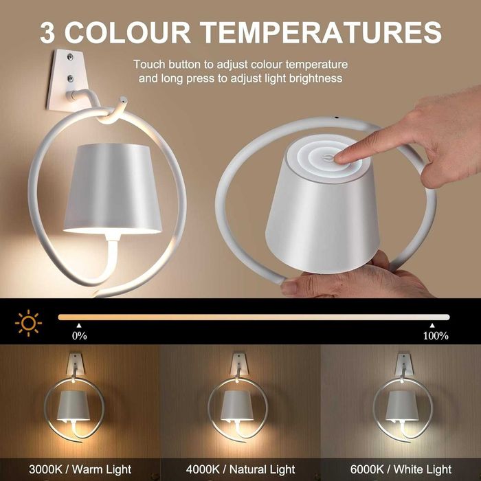 2 бр. Водоустойчиви стенни аплици Faithorse IP54, LED безжични