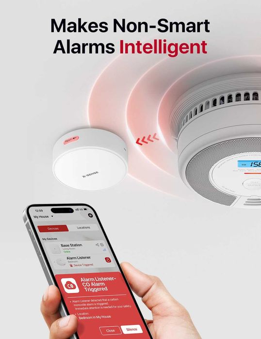 X-Sense Wi-Fi слушател за детектори за дим и въглероден оксид