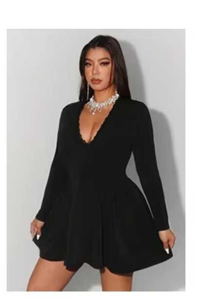 Елегантна дамска черна рокля