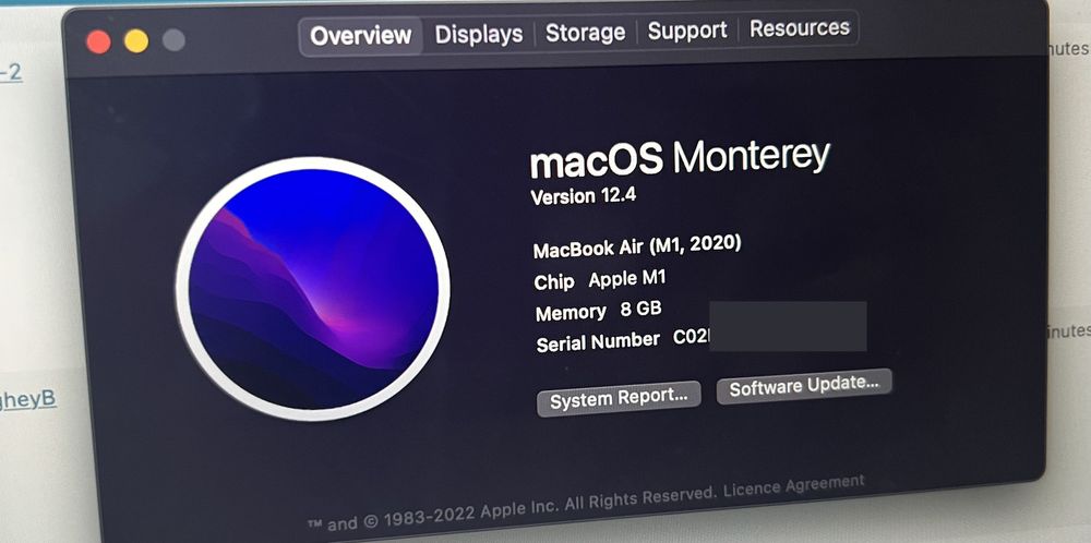 Laptop Macbook Air M1 8gb 256gb, impecabil, cutie completa