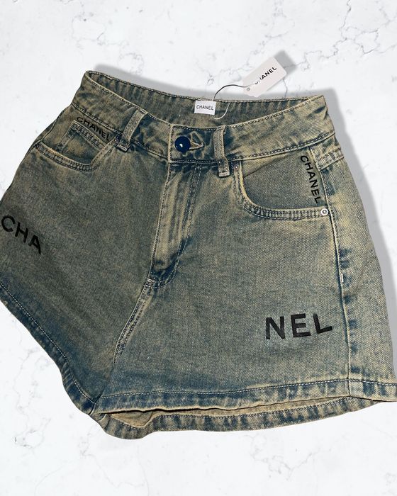 Шанел дънки къси панталони Chanel  летни панталонки шорти дънкови
