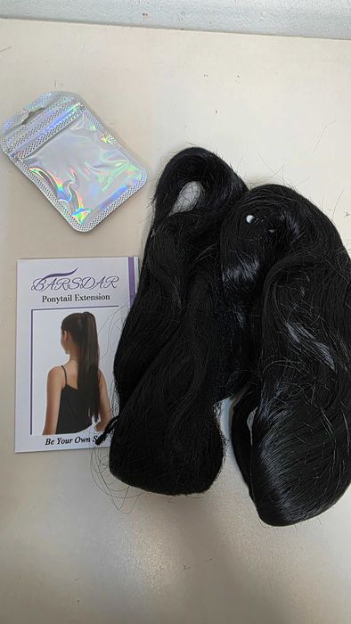 Extensie coadă de cal BARSDAR 66 cm, ondulată, cu șnur reglabil – Negru natural 1B