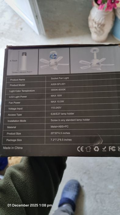 Ventilator tavan soclu e27 si telecomanda