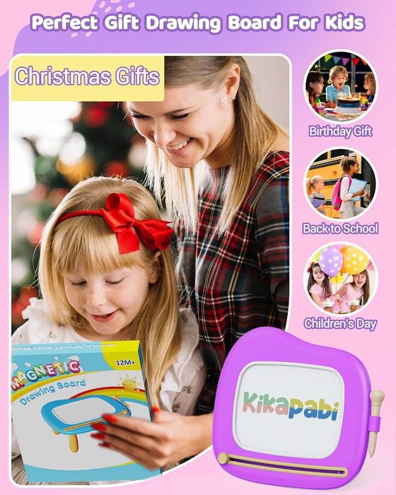 Магнитна дъска за рисуване за малки деца, лилава