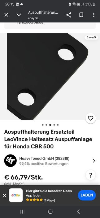 Suport de evacuare (tobă) Honda CBR 500