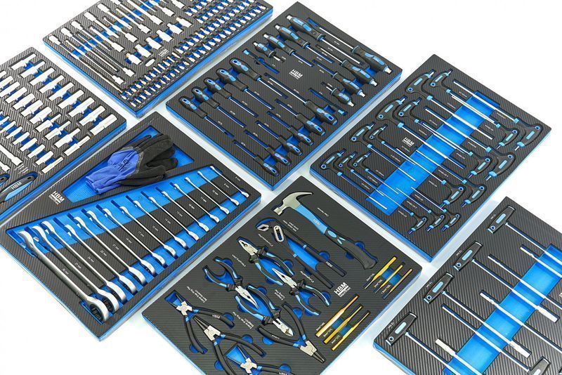 Професионален шкаф с инструменти нвм със 7 чекмеджета, 262 броя, 7 мод