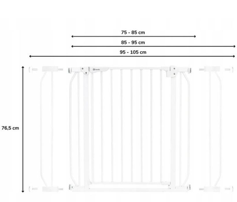 2 x Poarta de siguranta, Lionelo, Truus Slim, Prin presiune, 105 cm,