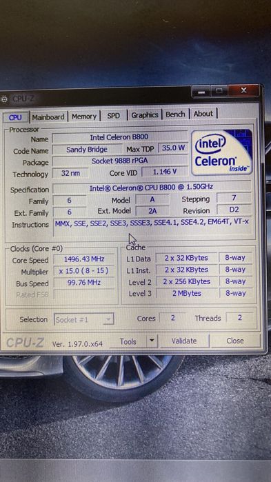 Intel Celeron CPU B800 Socket - rPGA988B (G2) 1.5Ghz (процессор цпу)