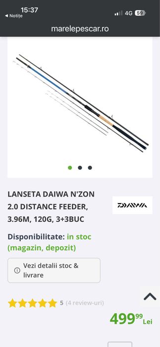 2 bucati LANSETA DAIWA N'ZON 2.0 Power Feeder, 3.96M, 120G, 3+3BUC