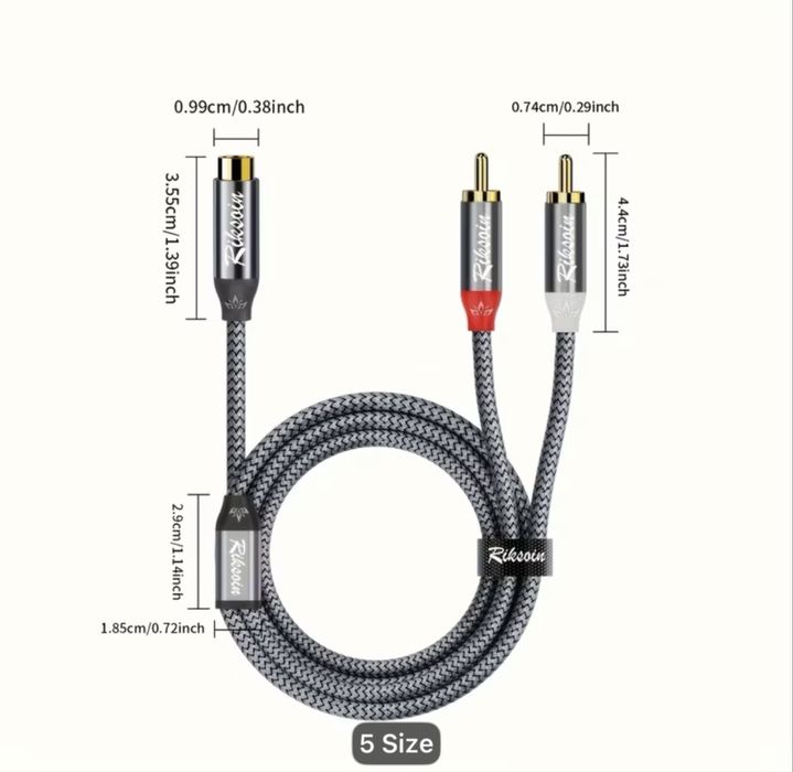 RIKSOIN / AUX към RCA / Женско към Мъжко НОВ Кабел