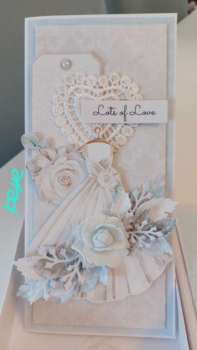 Елегантна картичка в кутия за сватба, юбилей, ръчно изработена