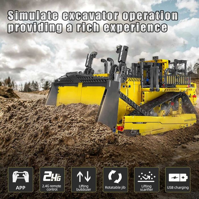Конструктор Булдозер с двигател и дистанционно смарт контрол 1508части