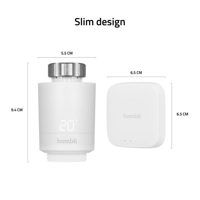 Термостати за радиатор - Hombli, Smart Starter Kit, 2бр., BT Bridge, бели