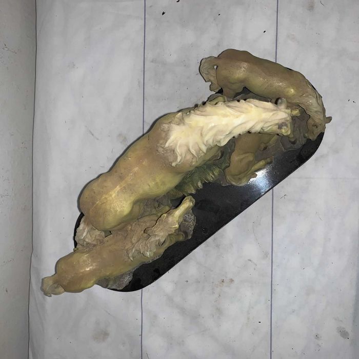 Decor caluti asezat pe suport de lemn