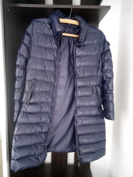 Geacă lungă matlasată Effetto Moda XXL – Bleumarin Cu Glugă Detașabilă