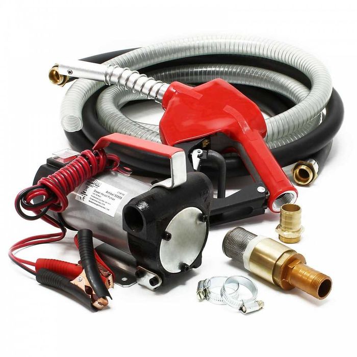 Pompa transfer combustibil 12V cu pistol și furtun - Debit 40L/minut