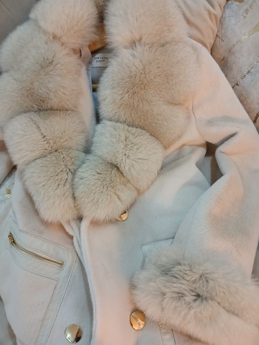 Палто естествен косъм лисица и алкантара