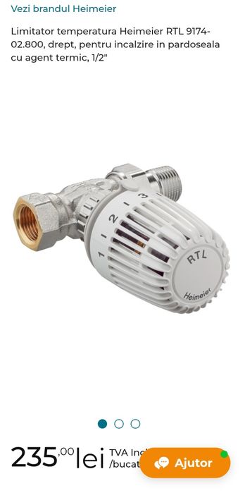 Robinet-limitator pentru încălzire in pardoseala