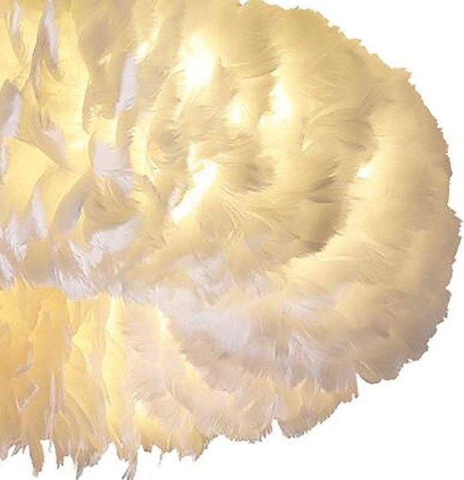 Полилей Таванна лампа Полилей с бяло перо, Модерни LED осветителни