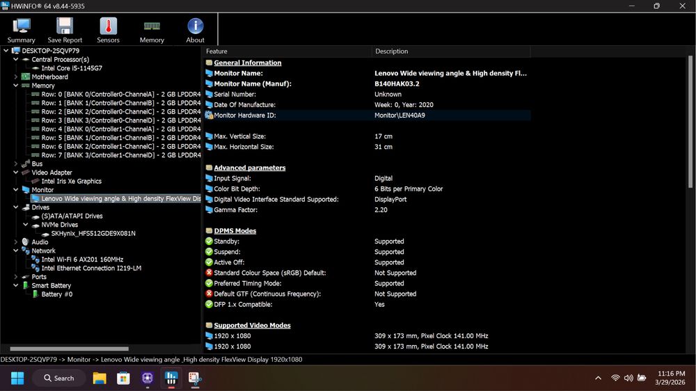 Lenovo Thinkpad T14s Gen2 Intel I5-1145G7 RAM 16GB NVME 512GB