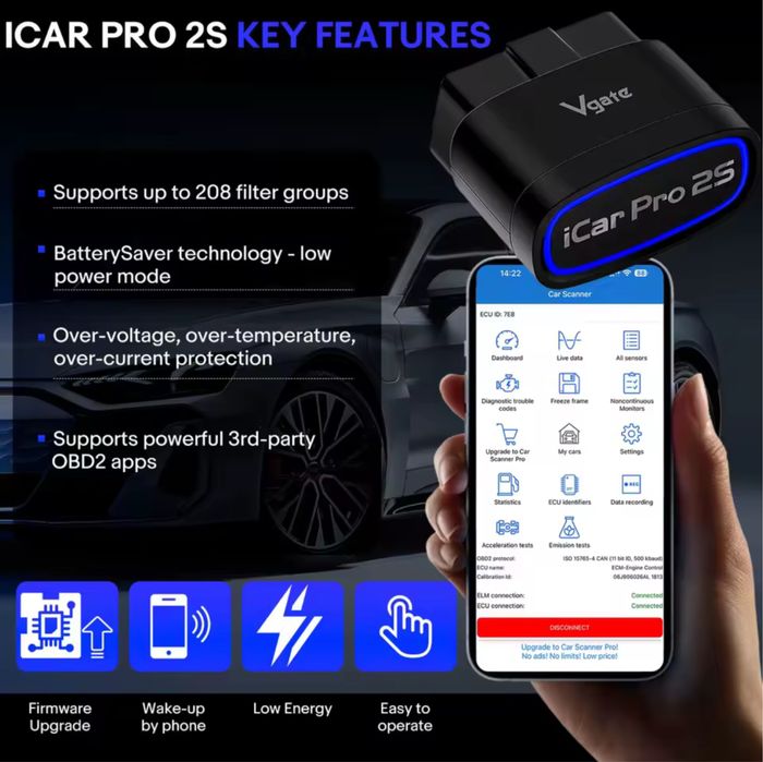Diagnoza/Teste Vgate iCar Pro 2S bluetooth v5.3 Android/IOS