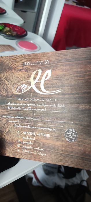 Inel logodnă NOU, aur 18kt, 2.15gr, safir și diamante Mărimea 50