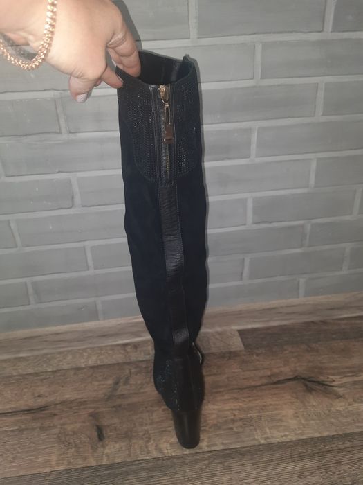 Зимние сапоги, замша