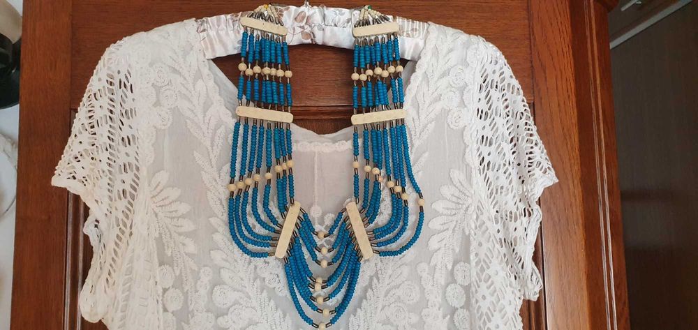 Ocazie, Colier original statement turcoaz, din os, nou.