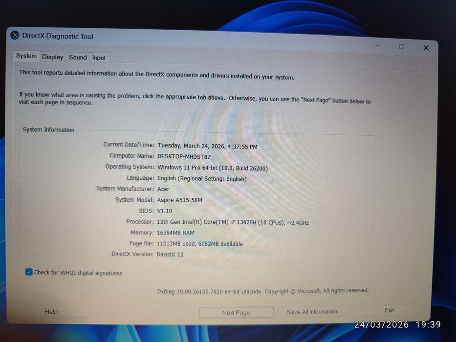 Acer noutbook intel core i7