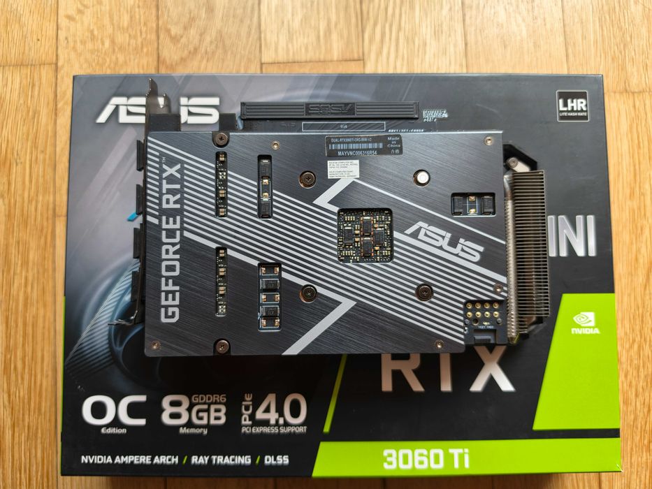 ASUS DUAL GeForce RTX 3060 Ti MINI OC Edition 8GB GDDR6 с кутия и всички аксесоари