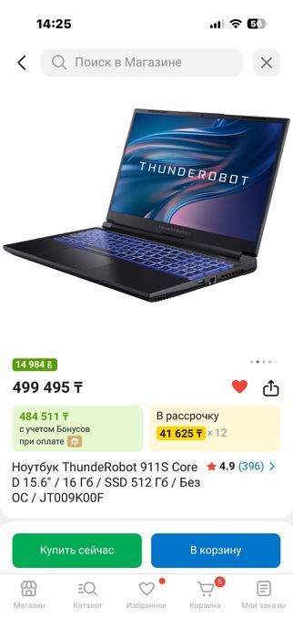 Игровой Ноутбук ThundeRobot 911S Core D