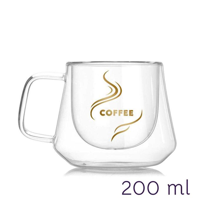 Термоустойчиви чаши с двойно дъно за кафе, чай, капучино 200 мл