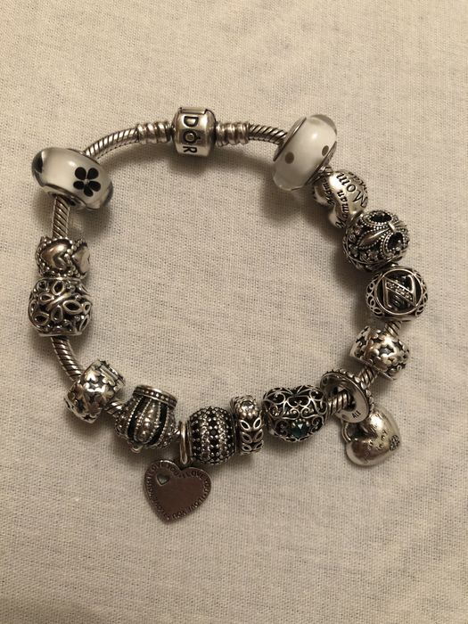 Bratara PANDORA din argint 925, originala cu 15 Charm-uri