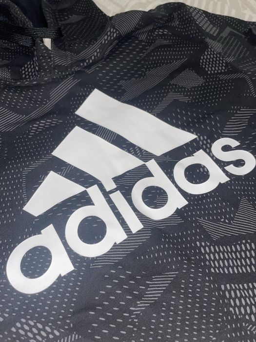черное худи adidas Essentials Allover Print Hoodie