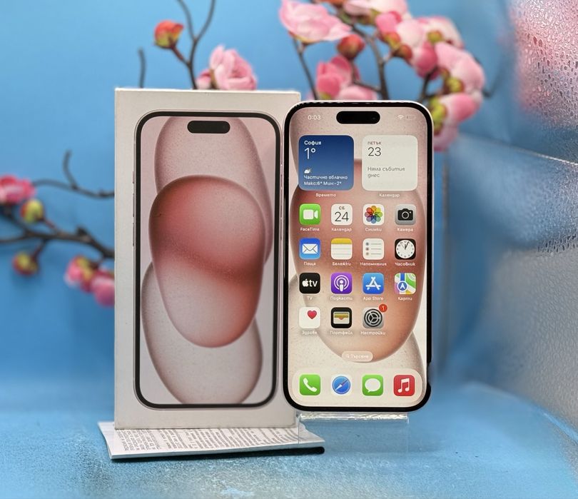 ГАРАНЦИОНЕН!!! Apple iPhone 15, 128GB, 5G, Pink