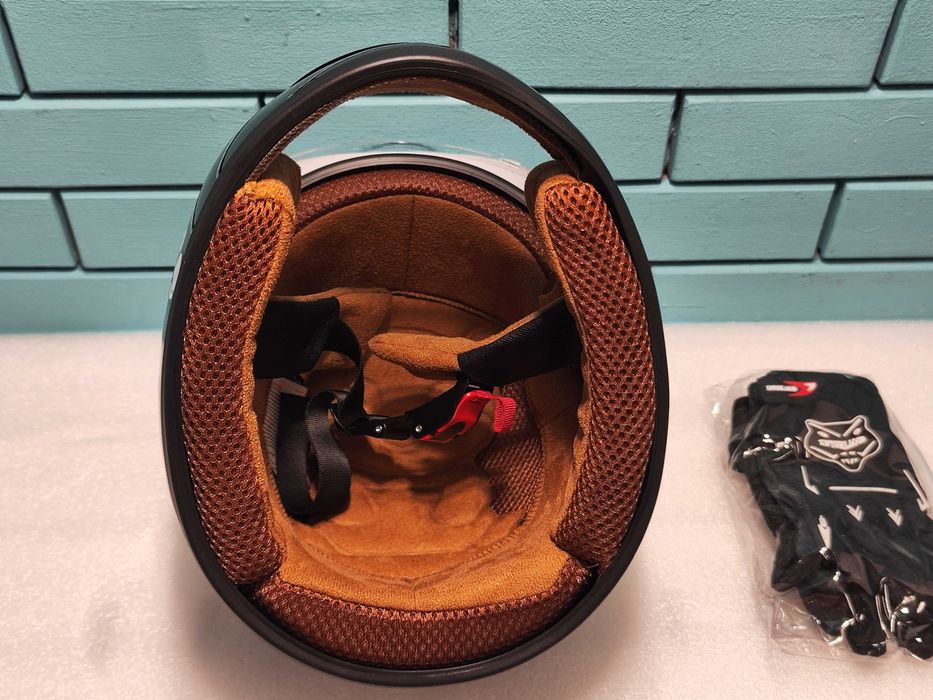 ZJRA Детска каска за мотор, полукаска, лека, черна, 3 цвята