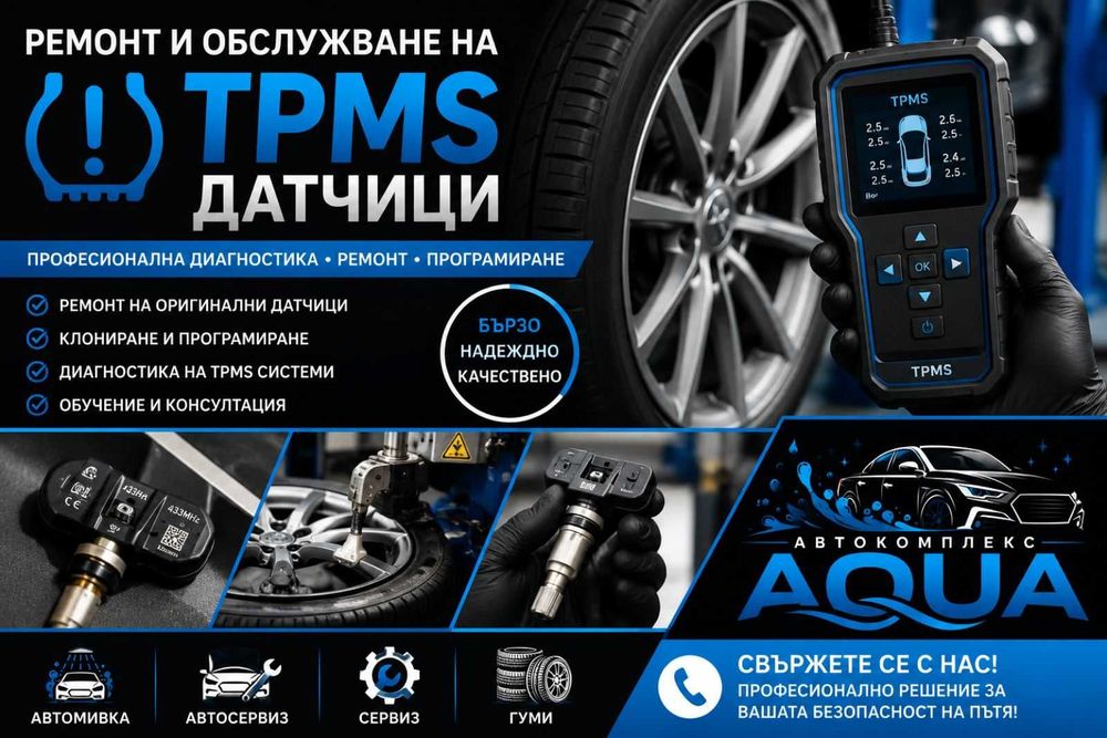 Проверка, Обучение и Подмяна на TPMS Датчици и Системи за Налягане на Гуми