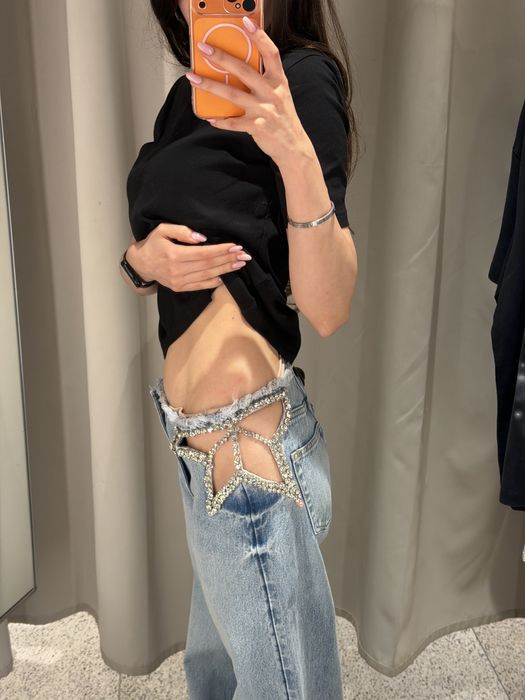 Blugi cu cristale Stella McCartney x H&M, noi cu eticheta, marimea 42