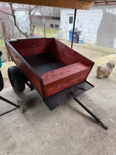 Remorcă motocultor NOUĂ, construcție solidă, oblon rabatabil