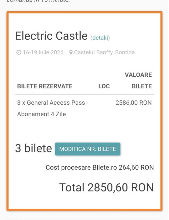 3 abonamente Electric Castle 2026