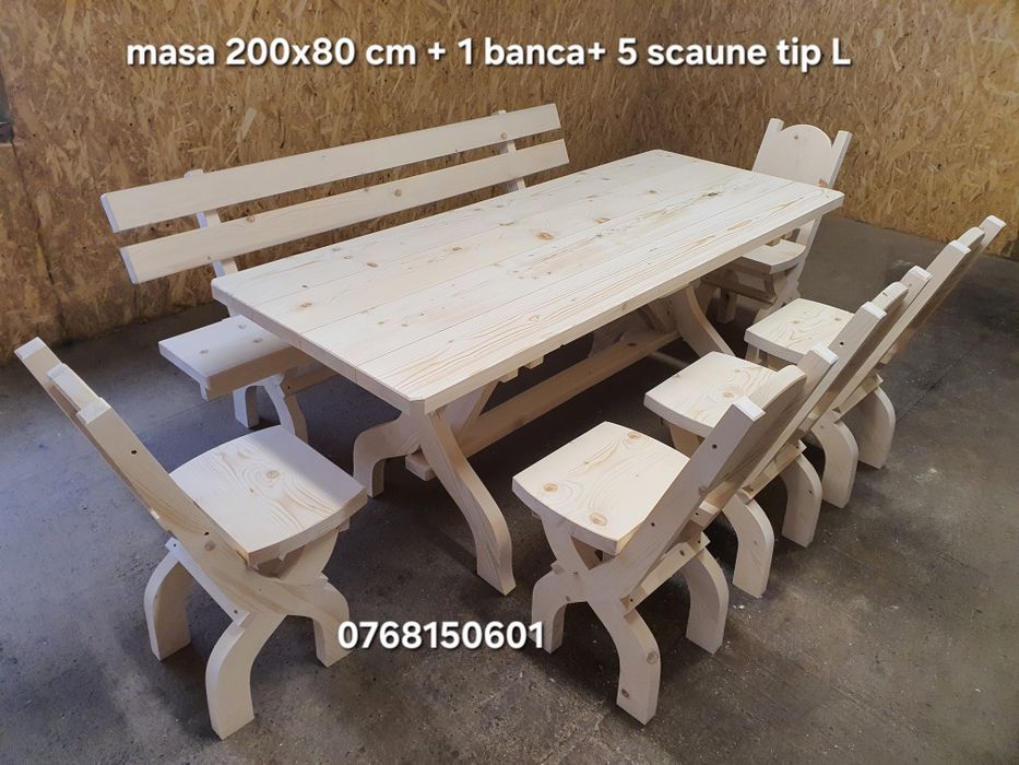 Masa cu scaune si banci / mobilier rustic scaune si banci. MESE TERASA