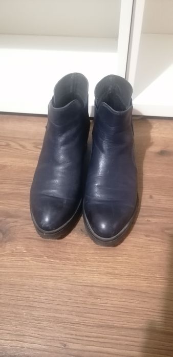 Дамски боти сини от естествена кожа