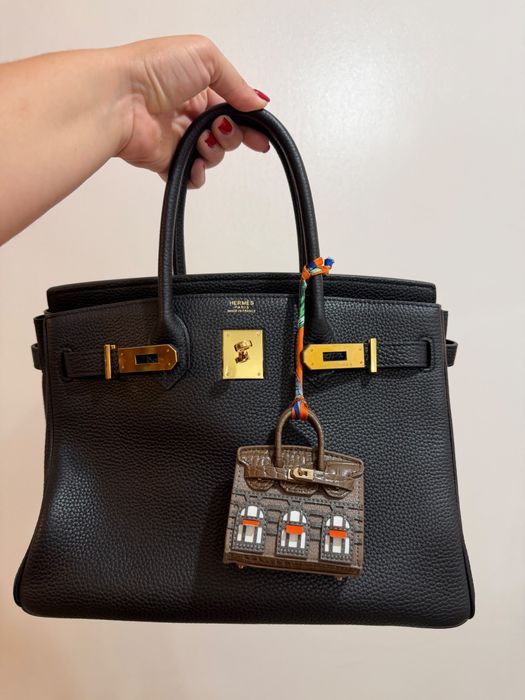 Geantă Hermès Birkin neagră – piele naturală, hardware auriu